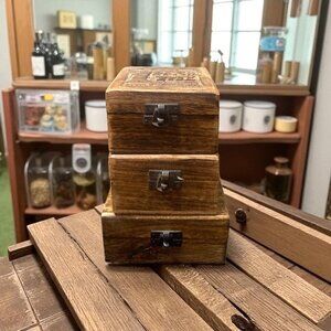 Para Mi Wooden Carved Boxes Set of 3-Spain-5x5(1) & 4x4(2) and 2.5 in high